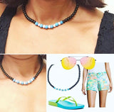 Black and Blue Crystal Pearl Choker - Kajal