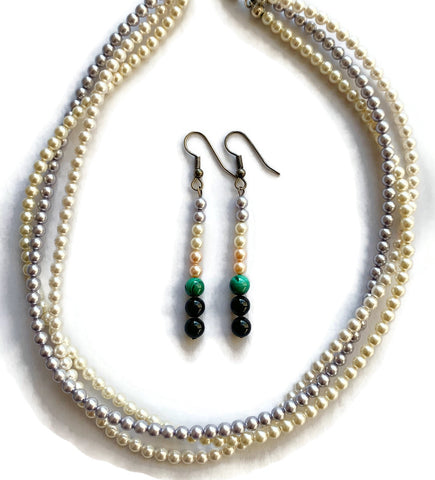 Multi-strand Pastel Crystal Pearl Choker - Tina