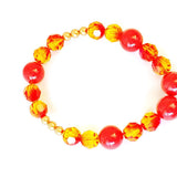 Crystal Earrings and Bracelet in Red and Yellow - Freya