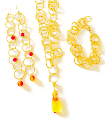 Gold Chainmaille Jewelry Set - Anika