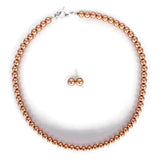 Rose Gold Crystal Pearl Choker and Earrings - Rose