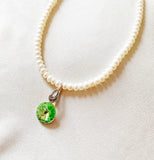 Pearl Necklace with Crystal Pendant - Crystal