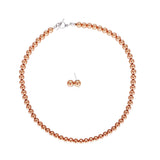 Rose Gold Crystal Pearl Choker and Earrings - Rose