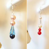 Blue-Pink or Red-White Crystal Cone Earrings - Alice (Blue or Red)