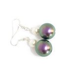 Large Crystal Pearl Earrings - Neve (Purple, Red or Blackberry)