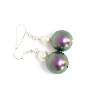 Large Crystal Pearl Earrings - Neve (Purple, Red or Blackberry)