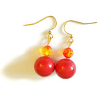 Crystal Earrings and Bracelet in Red and Yellow - Freya