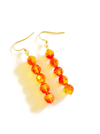 Unique Crystal Earrings in Yellow Red - Jaya