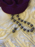 Purple-Green and Cream Shiny Crystal Pearl Necklace - Trishna