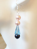 Blue-Pink or Red-White Crystal Cone Earrings - Alice (Blue or Red)