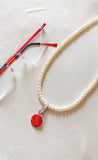 Pearl Necklace with Crystal Pendant - Crystal