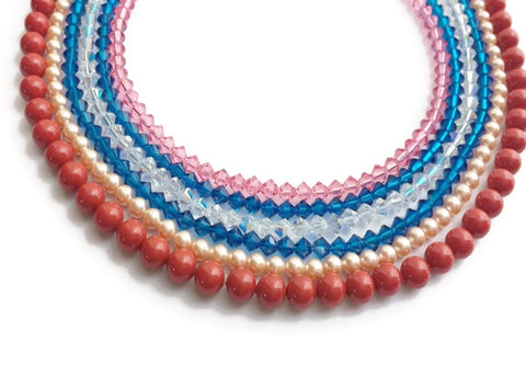 Multicolored Multi strand Swarovski necklace